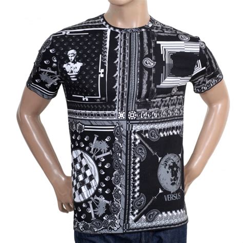 versace short sleeve black and white|versace shirt men's price.